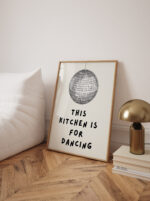 Kitchen is for Dancing Wall Art, Aesthetic Kitchen Decor, Home Decoration Illustration Art