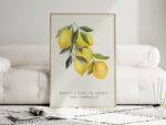 Lemons Watercolor Wall Art, Aesthetic Kitchen Decor, Home Decoration Illustration Art