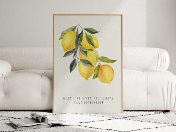 Lemons Watercolor Wall Art, Aesthetic Kitchen Decor, Home Decoration Illustration Art