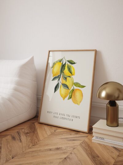 Lemons Watercolor Wall Art, Aesthetic Kitchen Decor, Home Decoration Illustration Art