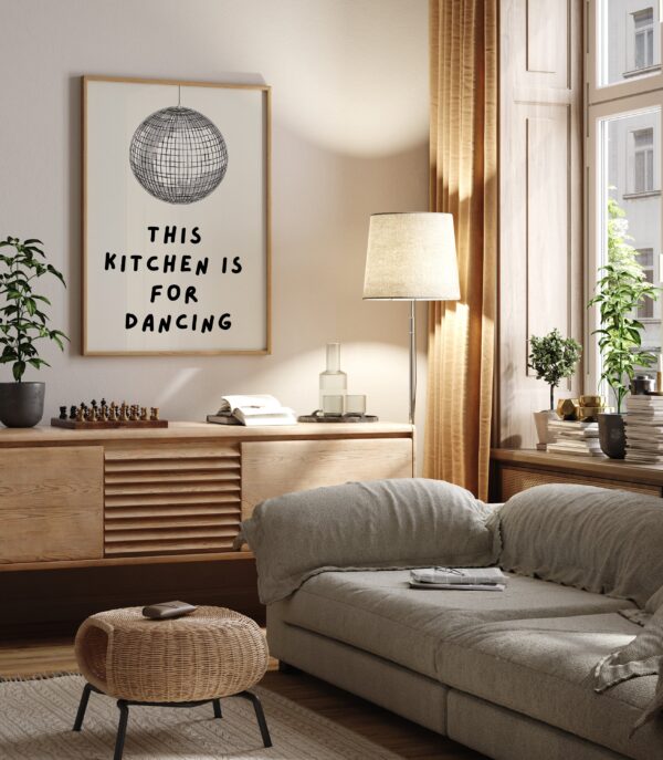 Kitchen is for Dancing Wall Art, Aesthetic Kitchen Decor, Home Decoration Illustration Art