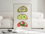 Trendy Kitchen Toast Breakfast Wall Art, Aesthetic Kitchen Decor, Home Decoration Illustration Art