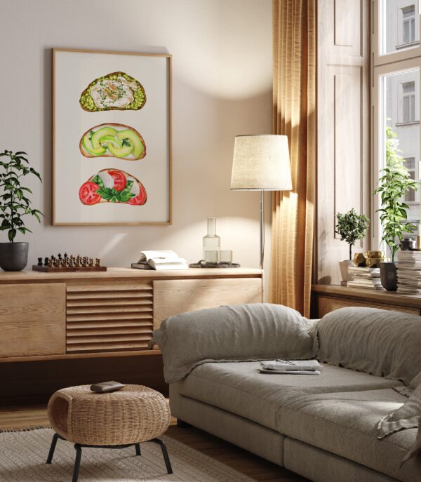 Trendy Kitchen Toast Breakfast Wall Art, Aesthetic Kitchen Decor, Home Decoration Illustration Art