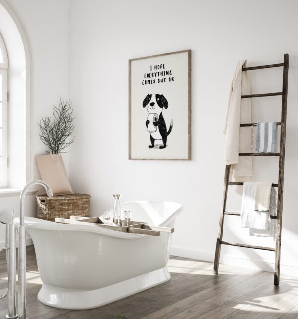 Funny Dog Toilet Wall Art, Funny Toilet Bathroom Humor Sign, Bathroom Wall Art Home Decor