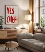 Yes Chef Wall Art, Aesthetic Kitchen Decor, Home Decoration Illustration Art