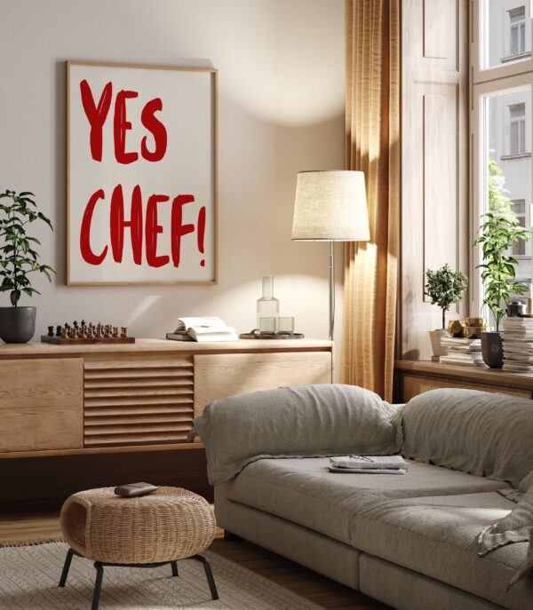 Yes Chef Wall Art, Aesthetic Kitchen Decor, Home Decoration Illustration Art