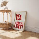 Yes Chef Wall Art, Aesthetic Kitchen Decor, Home Decoration Illustration Art