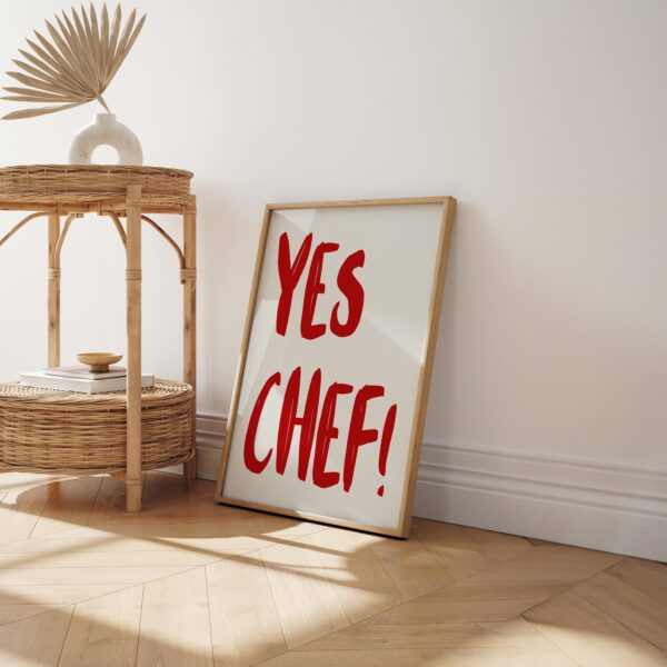 Yes Chef Wall Art, Aesthetic Kitchen Decor, Home Decoration Illustration Art