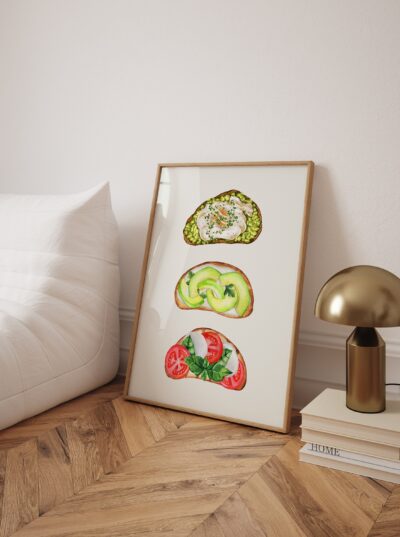 Trendy Kitchen Toast Breakfast Wall Art, Aesthetic Kitchen Decor, Home Decoration Illustration Art