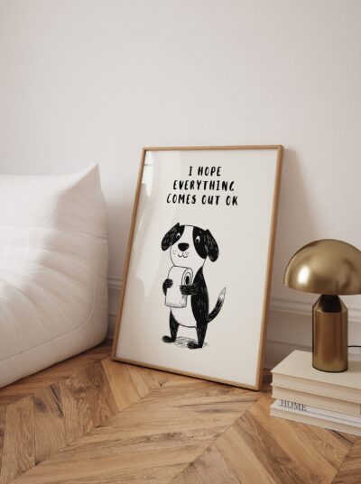 Funny Dog Toilet Wall Art, Funny Toilet Bathroom Humor Sign, Bathroom Wall Art Home Decor