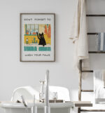 Wash Your Paws - Funny Cat Wall Art, Funny Toilet Bathroom Humor Sign, Bathroom Wall Art Home Decor