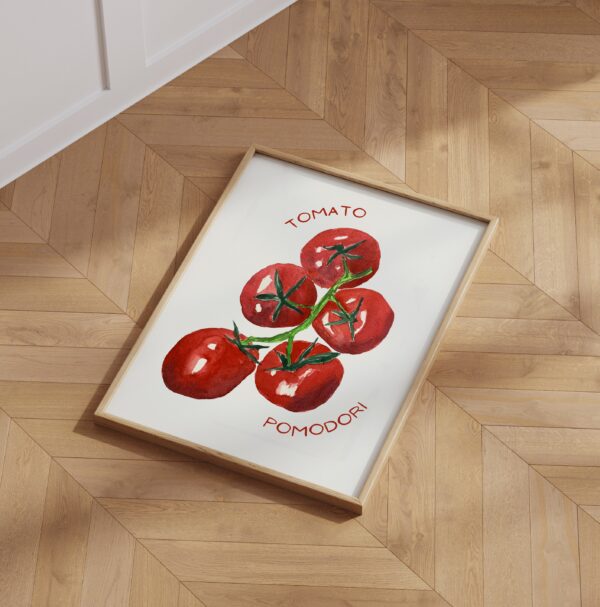 Tomato Watercolor Style Wall Art, Aesthetic Kitchen Decor, Home Decoration Illustration Art