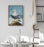 Cute Bird Animal Wall Art, Funny Toilet Bathroom Humor Sign, Bathroom Wall Art Home Decor