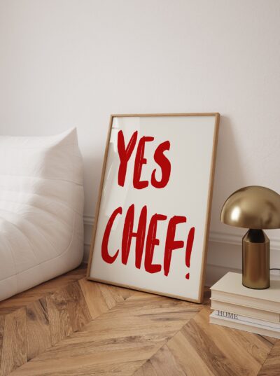Yes Chef Wall Art, Aesthetic Kitchen Decor, Home Decoration Illustration Art