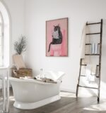 Cat Reading A Newspaper Wall Art, Funny Toilet Bathroom Humor Sign, Bathroom Wall Art Home Decor