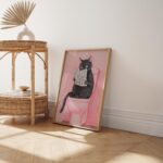 Cat Reading A Newspaper Wall Art, Funny Toilet Bathroom Humor Sign, Bathroom Wall Art Home Decor