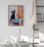 Funny Cat Wash Your Paws Wall Art, Pink Bathroom Decor, Bathroom Wall Art Home Decor