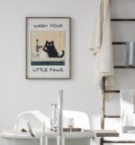 Wash Your Little Paws - Funny Cat Wall Art, Funny Toilet Bathroom Humor Sign, Bathroom Wall Art Home Decor