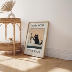 Wash Your Little Paws - Funny Cat Wall Art, Funny Toilet Bathroom Humor Sign, Bathroom Wall Art Home Decor